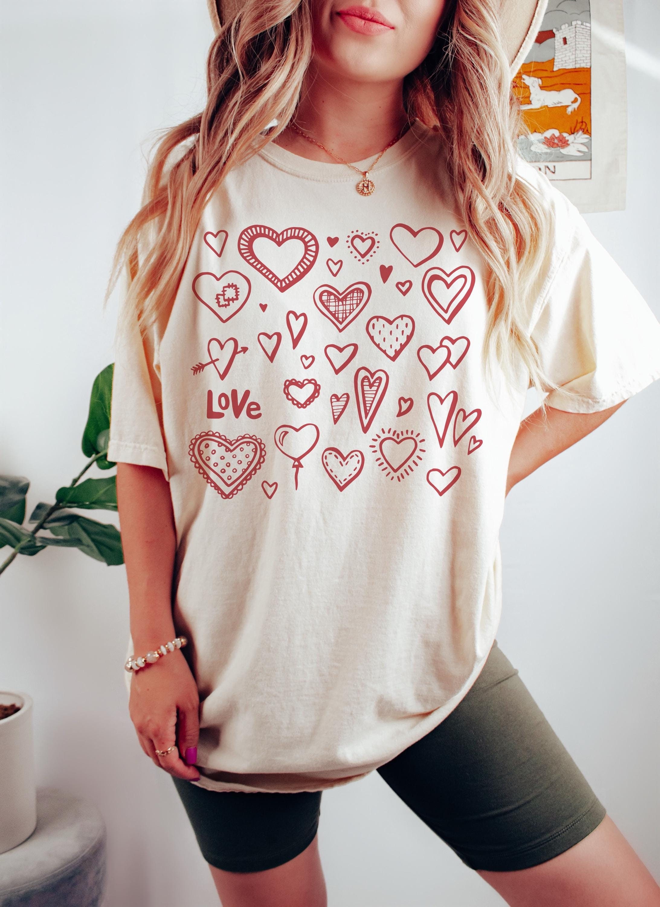 売れ筋商品|||エルエーポップアート カットソー トップス レディース Women's Word Art Heart Flowers Short Sleeve T-shirt Pink 2021 New Fashion Summer T-shirt Women Clothing Colorful