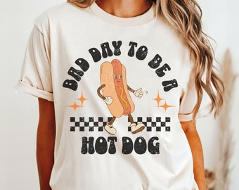 Funny Hotdog Shirt, Comfort Colors, Retro Cartoon Shirt, July 4th Shirt, Hot Dog TShirt, Funny Vintage Shirt, Bad Day to Be a Hotdog