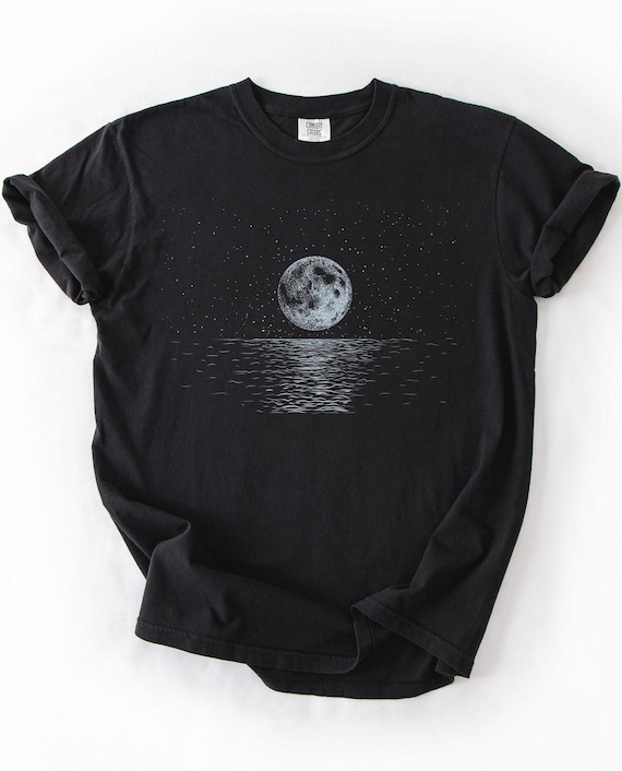Full Moon Shirt, Celestial T Shirt, Moon Reflecting in a Sea, Full Moon Tee, Ocean T-Shirt, Sea at Night, Mystic Moon Shirt, Astronomy Tee