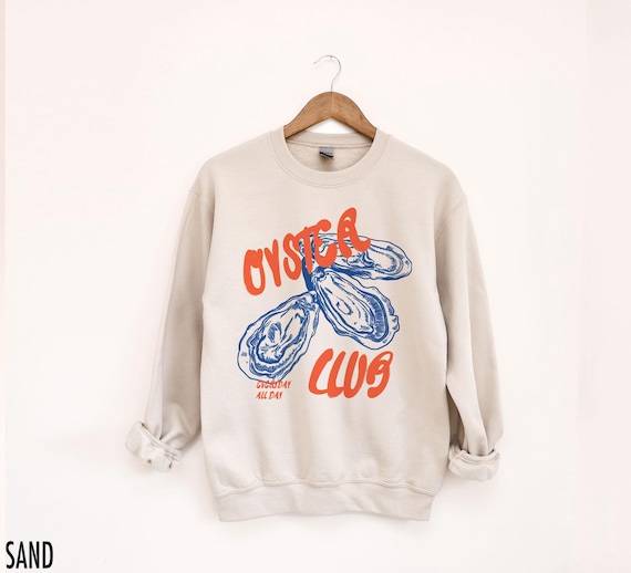 Oyster Sweatshirt, Oyster Club, Oysters Crewneck, Seafood Sweatshirts, Food Shirt, Foodie Sweater, Retro Pullover, Vintage Aesthetic