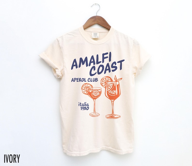 Cocktail Shirt, Aperol Spritz, Amalfi Coast, Italy Travel Shirt, Aperol Club, Italian Girl, Girls Trip, Retro Graphic Tee, Vintage Aesthetic