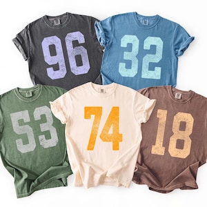 Custom Number Shirt, Youth Adult, Team Shirts, Game Day Tshirt, Football Number, Distressed Vintage, Retro Sports, Matching Athletic, Kids