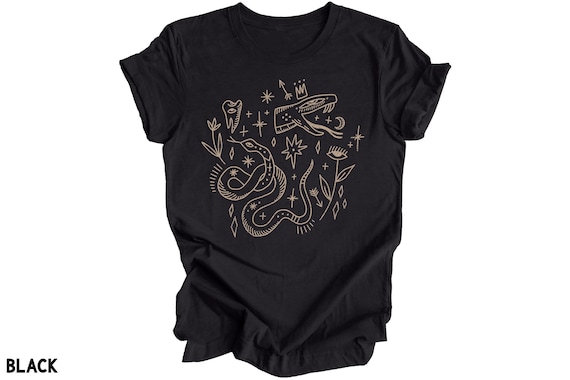 Gothic Tshirt Eclectic Graphic Tee Dreamcore Alternative T Shirt Mystical Witchy Symbols Funky Tops Dark Bohemian Aesthetic Magical Graphic