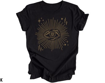 Evil Eye Shirt Esoteric Dark Boho Gothic Graphic Tee Modern Clothing Occult Clothing Men Women Starburst Celestial Tops Bohemian Symbolism