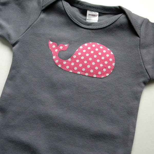 Newborn Baby Clothes // Whale Bodysuit Size 0-3 Months // Infant Girls Clothing Pink and Gray Girl Clothes