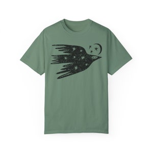 Bird Shirt, Comfort Colors Shirt, Celestial Tshirt, Spirit Animal, Totem Animal, Distressed Shirt, Vintage Bird Tee, Distressed T-Shirt Light Green