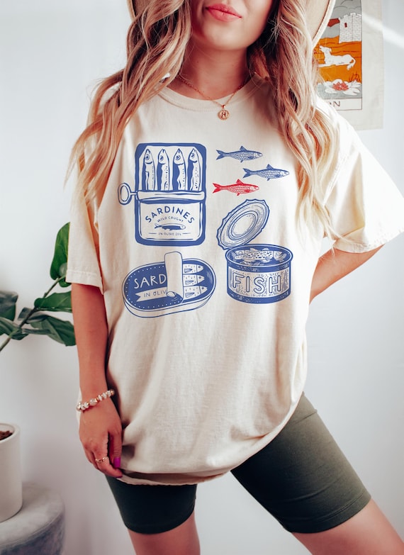 Sardines Shirt, Tinned Fish Shirt, Sardines Tshirt, Coastal Shirt, Canned Fish Shirt, Fisherman Aesthetic, Tin Fish, Can Fish, Sardine Shirt