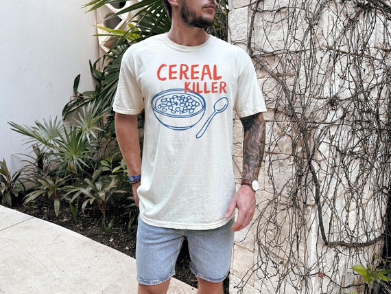 Cereal Killer, Food Pun Shirt, Punny Tshirt, Breakfast Puns, Food Humor, Retro Graphic Tee, Funny Food Shirt, Vintage Aesthetic, Men Women