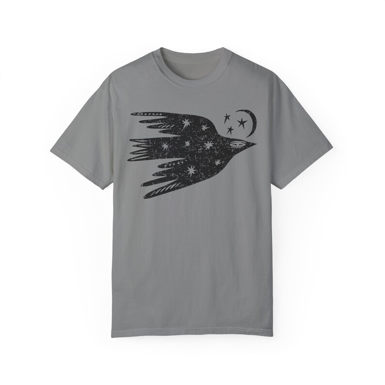 Bird Shirt, Comfort Colors Shirt, Celestial Tshirt, Spirit Animal, Totem Animal, Distressed Shirt, Vintage Bird Tee, Distressed T-Shirt image 7