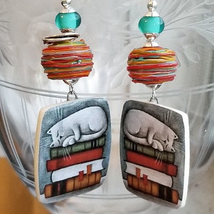 Hand-Crafted Porcelain Decoupage and Lampwork Earrings; Just &quot;Dreaming Of Wonders&quot;
