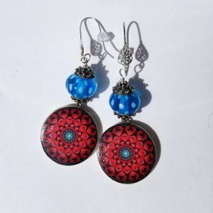 Ceramic and Handcrafted Lampwork Earrings;  A &quot;Magical Mandela&quot;
