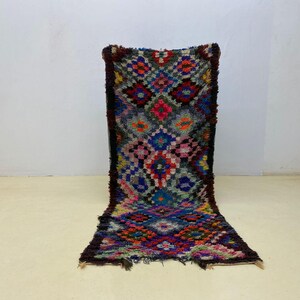 Handmade Berber Wool Rug: Beige Beni Ourain Shag Carpet (6.3x2.5 feet)