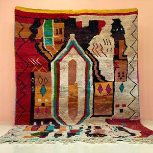 Berber Wool Rug: Vibrant Checkered Design - Handmade Indoor