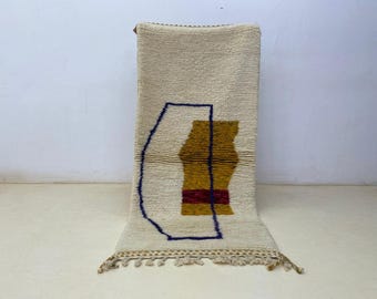 Artistic Moroccan Rug, Handmade Rug, White Pink Rug, Moroccan Carpet, Beni Ourain Rug, Tribal Berber Rug, Authentic Carpet, Moroccan Carpet