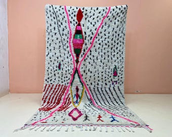 モロッコウールラグ：鮮やかな幾何学模様 - 柔らかく丈夫な質感 - Etsy