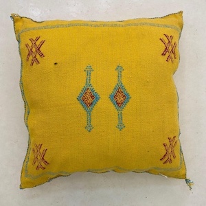 Sabra Silk Pillow Moroccan, Cactus Silk Cushion, Boho Chic Throw, Middle Atlas Textile, Handmade Decorative Cover, Luxury Home Accent