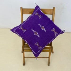 Boho Throw Pillow Moroccan Cactus Silk, Sabra Silk Cushion, Hand Woven Soft Accent, Cozy Decorative Cover, Luxury Home Accessory