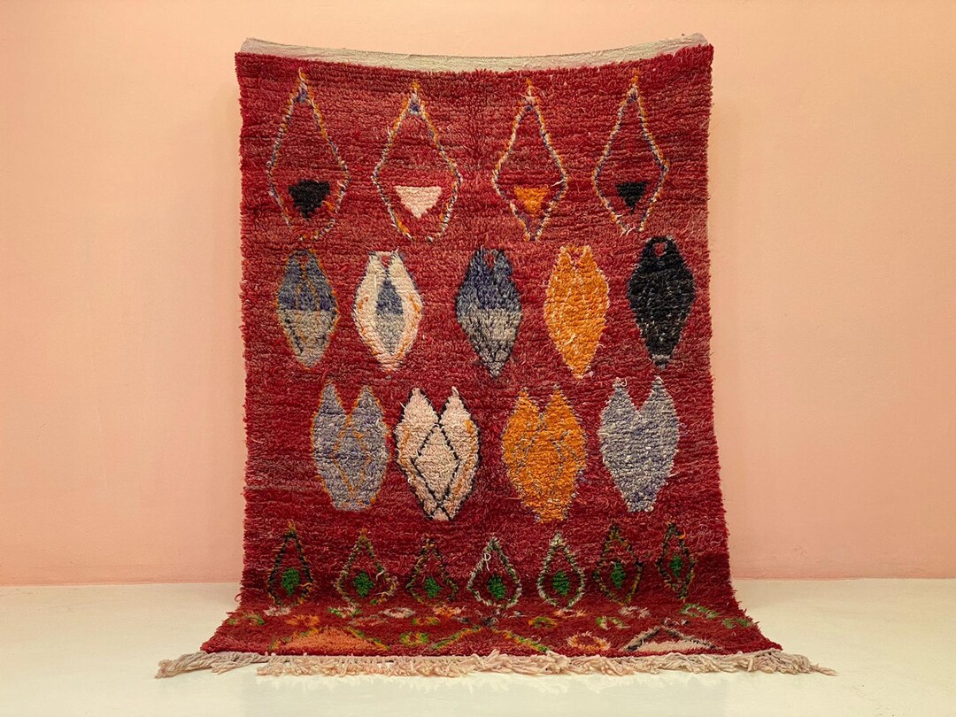 Unique Moroccan Red Rug - Custom Bohemian Rugs - Wool Rug Red - Quality ...