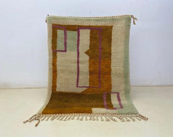 Artistic Moroccan Rug, Handmade Rug, White Pink Rug, Moroccan Carpet, Beni Ourain Rug, Tribal Berber Rug, Authentic Carpet, Moroccan Carpet