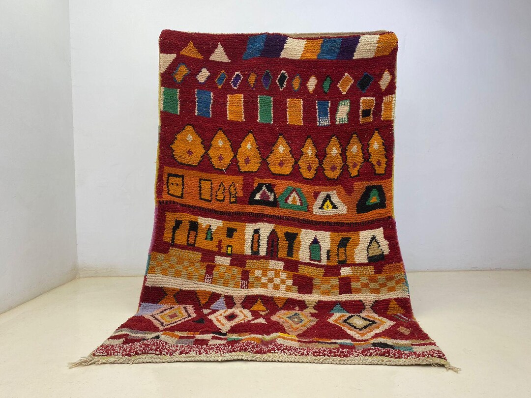 Berber Rug Pattern Vibrant Berber Wool Rug: Colorful Geometric Pattern, Small Size - Etsy