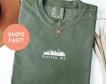 Comfort Colors Seattle T-shirt, Seattle Skyline Shirt, Seattle Shirt, Minimalist Seattle Shirt, Gift for Seattleite, Seattle Tee, 206 Shirt