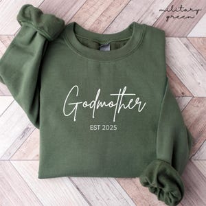 Custom Godmother Est Sweatshirt, Personalized Gift for Godmother Proposal, Baptism Day Gift, Godmother Crewneck, Godmother to Be Crewneck