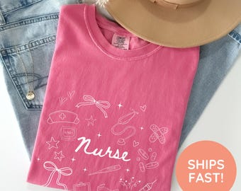 Comfort Colors Nurse Shirt, Nurse T-Shirt, Shirt for Nurse, Nursing School Tee, Nurse Tee, Gift For Nurse, ER Nurse Shirts, Nurse Tee