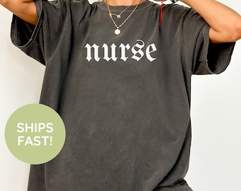 Comfort Colors Nurse Shirt, Gothic Nurse Shirt, Minimalist Nurse Shirt, Nursing School Tee, Nurse Tee, Gift For Nurse, ER Nurse Shirts