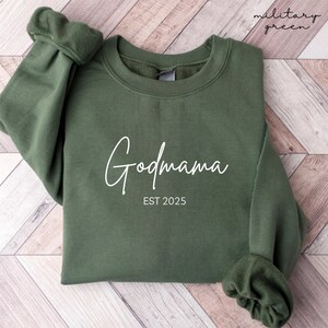Custom Godmother Est Sweatshirt, Personalized Gift for Godmother Proposal, Baptism Day Gift, Godmother Crewneck, Godmother to Be Crewneck