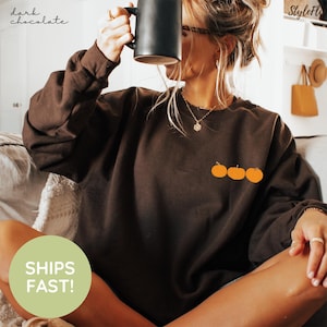 Pumpkin Sweatshirt, Pumpkin Pullover, Simple Fall Pumpkin Crewneck, Minimal Fall Sweatshirt, Halloween Sweatshirt, Thanksgiving Sweatshirt