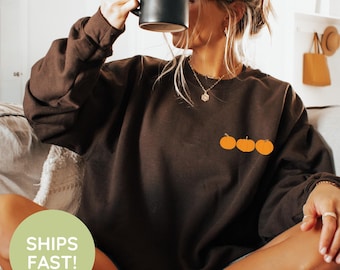Pumpkin Sweatshirt, Pumpkin Pullover, Simple Fall Pumpkin Crewneck, Minimal Fall Sweatshirt, Halloween Sweatshirt, Thanksgiving Sweatshirt