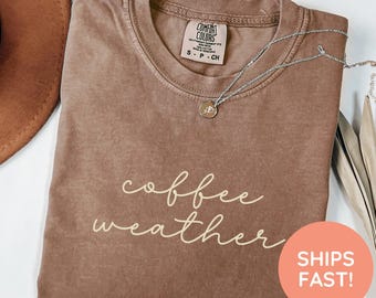 Coffee Weather Shirt, Coffee Lover Shirt, Autumn Women Shirt, Retro Fall Sweater, Retro Autumn T-Shirt, Coffee Lover Gift, Coffee Shirt