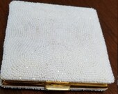 50s compacts beauty powder seed pearls parisian powder compact werber compact brass square mirrored hinged white seed pearls purse compacts