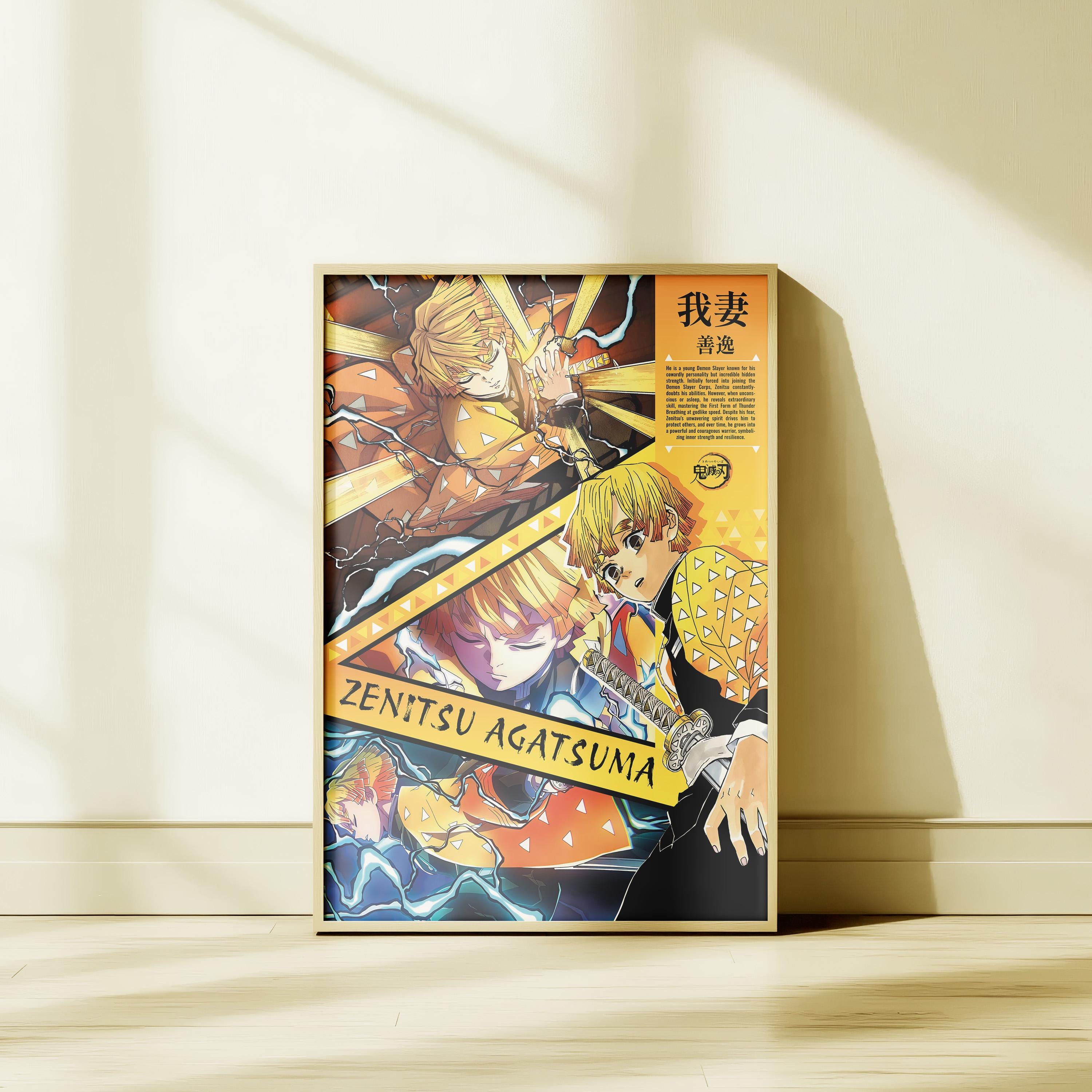 Zenitsu Agatsuma Poster | Demon Slayer Wall Art | Anime Print | Manga ...