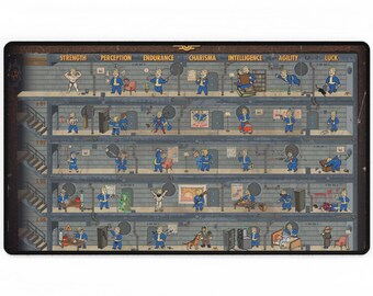 Wasteland Vault Perks Desk Mat | Post-Apocalyptic RPG Gaming Mouse Pad | Large 24&quot;x14&quot; (60cm x 35cm)