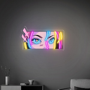 Anime Eyes Led Neon Sign Pop Art, Custom Anime Neon Light Sign, Girls Room Bedroom Decor, Neon Wall Art, Birthday Personalized Gift for Her