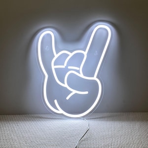 Rock Hand Neon Sign, Music Gesture Neon Light, Neon Rock On Symbol, Rock Band Decor, Neon Wall Art, Gift For Heavy Metal Fans Christmas Gift