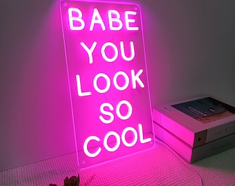 Baby You Look So Cool Neon Sign, Bedroom Decor USB Led Sign, Custom Neon Sign, Home Wall Neon Sign Art, Gift for Her, Christmas Gifts