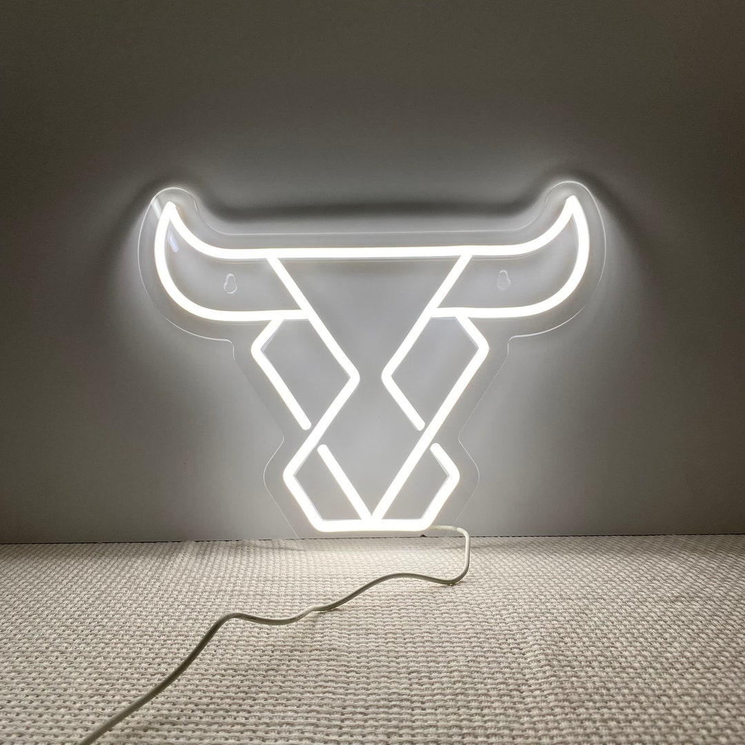 Bull Head Neon Sign, Elegant Diamond Bull Head Led Sign, Custom Animal ...