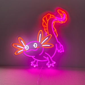 Axolotl Neon Sign, Axolotl Neon Sign Art, Custom Neon Sign, Home Bedroom Decor Sign, Christmas Gift, Handmade Led Light Sign Dimmable