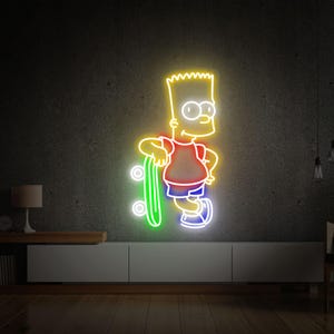Bart Simpson Neon Sign, The Simpsons Led Light Sign, Personalized Gift Kids Room Decor, Anime NeonWall Art, Custom Led Neon Sign