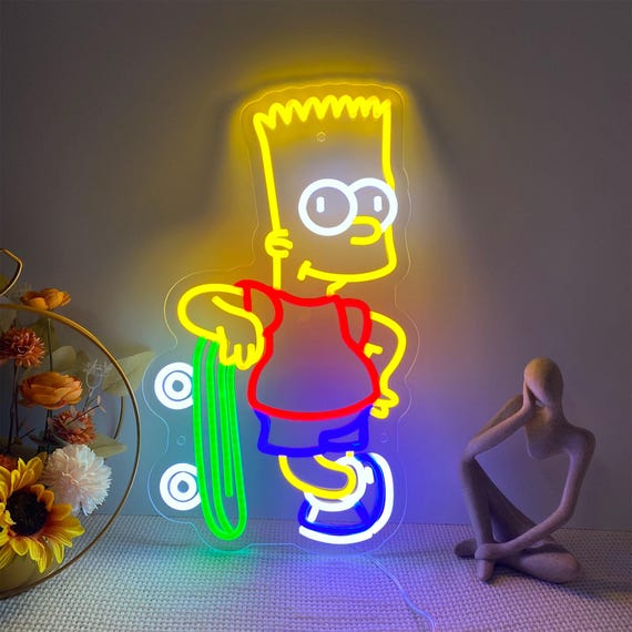 Bart Simpson Neon Sign, The Simpsons Led Light Sign, Personalized Gift Kids Room Decor, Anime NeonWall Art, Custom Led Neon Sign