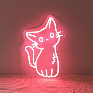 Insegna al neon a forma di gatto, insegna luminosa a LED con gattino, regalo per amanti dei gatti, decorazione per la camera da letto, insegna al neon con animali, decorazioni da parete al neon per la cameretta dei bambini, regali personalizzati