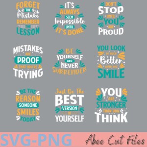Bundle Digital Cut Files-Pack de 9 Fichiers SVG Best Yourself–Designs Motivants pour Tee-Shirts, Sweats, Mug–Téléchargement Instantané