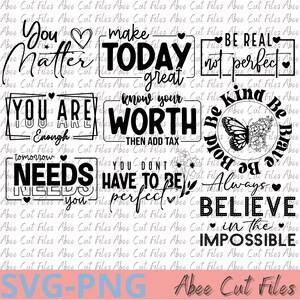 Pack de 9 Fichiers SVG/PNG You Are – Phrases Motivantes pour Déco et Cadeaux – Téléchargement Instantané