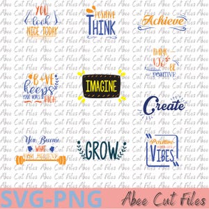 Bundle Digital Cut Files - Pack de 20 Fichiers SVG – Phrases Motivantes pour Déco, Sweats et Mugs – Téléchargement Instantané