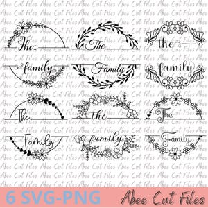 Digital Cut Files - Fichier SVG/PNG Famille Monogramme – 6 Designs Personnalisables – Déco Intérieure – Téléchargement Instantané