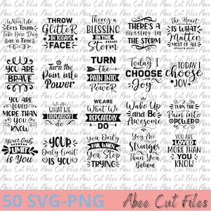 Bundle Digital Cut Files-Pack de 50 Fichiers SVG – Phrases Motivantes You Are pour Mugs, Casquettes, Tee-Shirts – Téléchargement Instantané