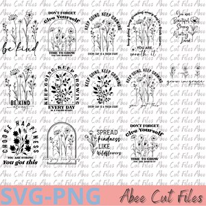 Pack de 14 Fichiers SVG Boho Flower – Designs Floraux pour Déco, Mugs et Sweats – Téléchargement Instantané