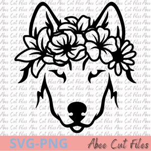 Digital Cut Files - Fichier SVG/PNG Loup avec Motifs Floraux – Design pour Sweat, T-shirt et Déco – Téléchargement Instantané